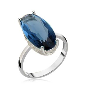 Pierścionek srebro 925 z niebieską cyrkonią