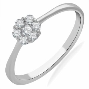 Pierścionek srebro 925 z cyrkoniami w kwiatowym wzorze