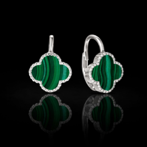 Kolczyki srebrne 925 koniczynka zielona