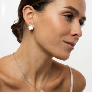 Srebrne kolczyki koniczyna 925 z cyrkoniami