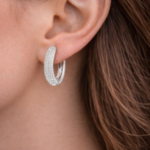 Srebrne kolczyki krople 925 z cyrkoniami pavé